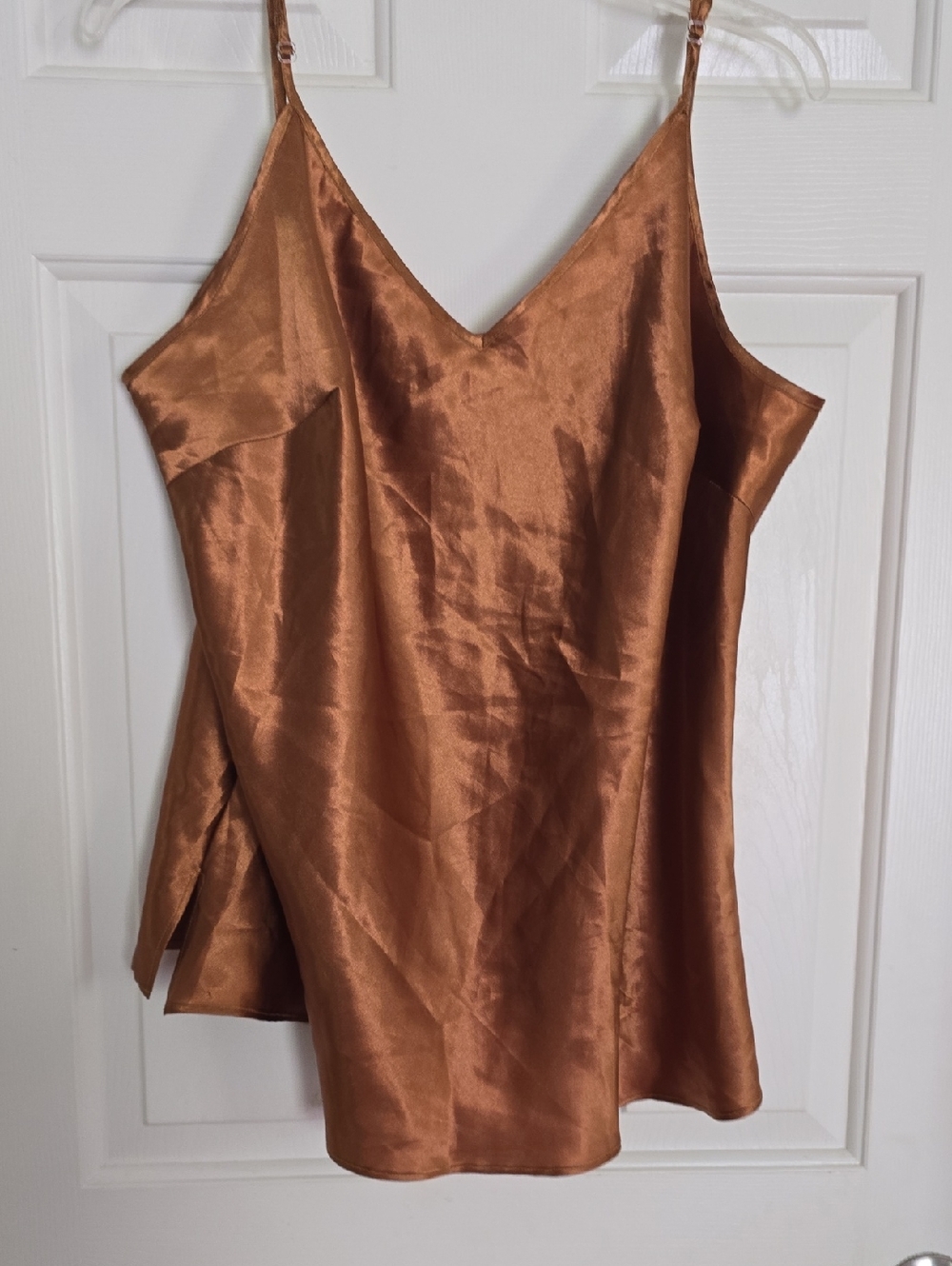Satin V-Neck Cami in Copper